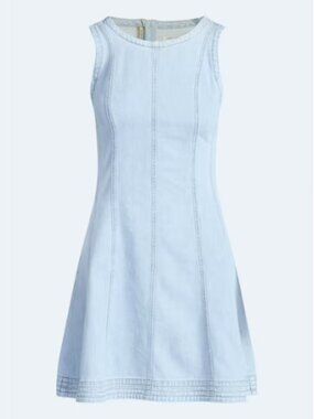 Free Assembly Women's and Women's Plus Sleeveless Denim Panel Mini Dress, Sizes